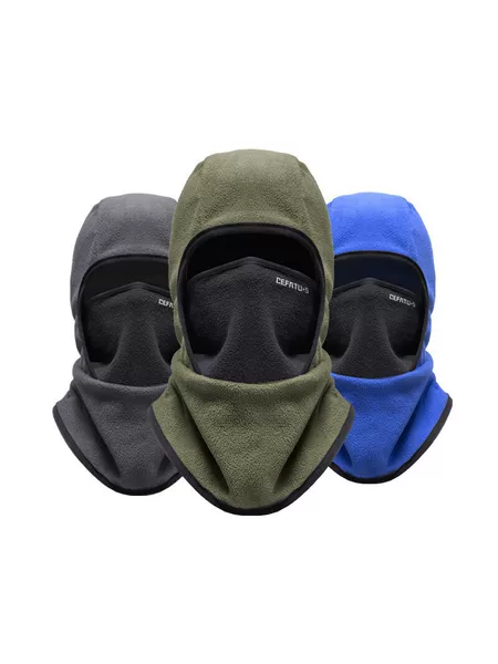 Winter warm cycling face mask for men and women, outdoor windproof and cold-proof face and neck protector, integrated fleece hood, thickened