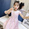 Short sleeve dress, children's summer clothing, skirt, cartoon sleevless dress, western style