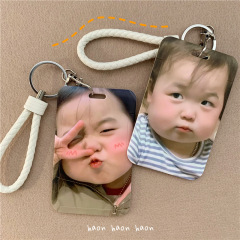 Cute Emoji Bus Card Holder Student Campus Meal Card ID Holder for Girls INS Style Door Card Case Keychain Combo