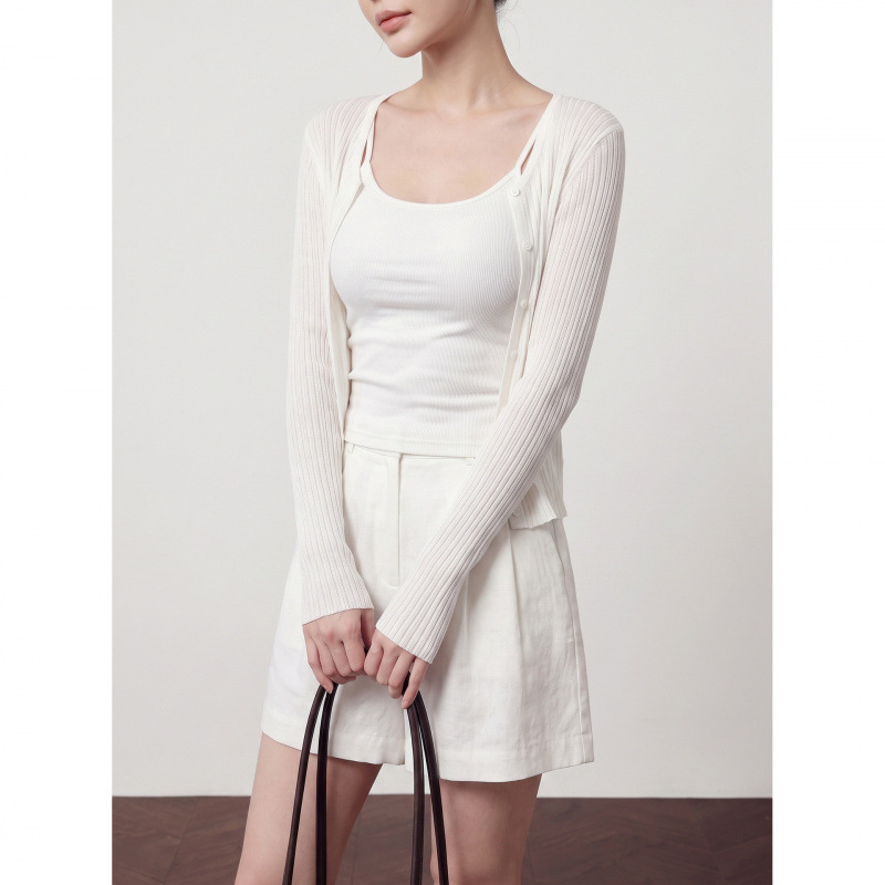 2026 Summer Designer Casual Versatile Comfortable Solid Color Fresh Cardigan Long Sleeve Slim Fit Knitwear Distribution 2026 Summer Designer Casual Versatile Comfortable Solid Color Fresh Cardigan Long Sleeve Slim Fit Knitwear Distribution