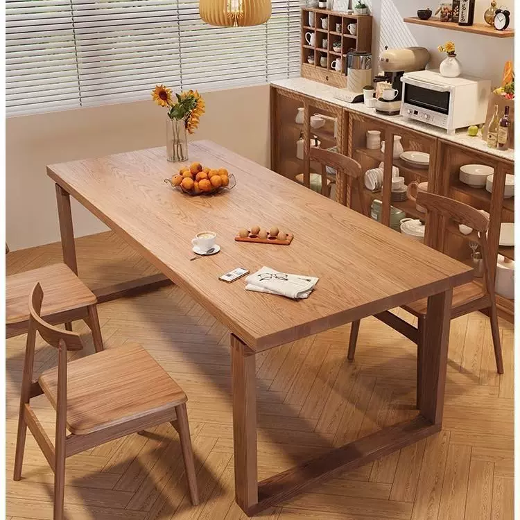莫比恩原木北欧桌子书桌家用餐桌北欧小户型长方形白蜡木餐桌组合