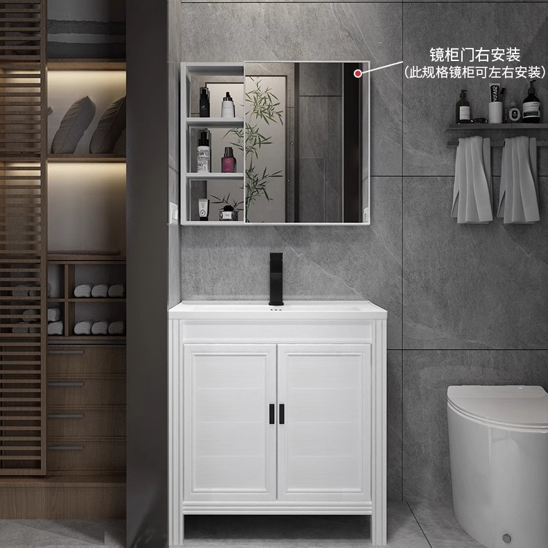 Pequeño apartamento gabinete de baño combinación de baño balcón lavabo mesa de lavado mini esquina piso lavabo gabinete