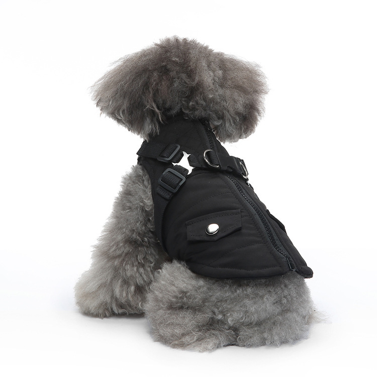 Giacca invernale per cani con pettorina integrata – Cappotto antivento foderato in pile per cani di piccola e media taglia_voghion.com