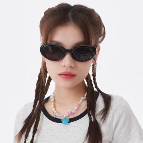 欧美复古潮流太阳眼镜走秀款椭圆框男女同款墨镜外出旅行倪妮同款