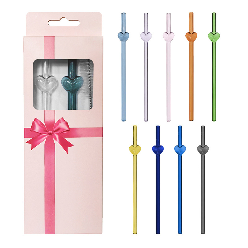 투명 + 일반 컬러 러브 스트로 2+1 세트