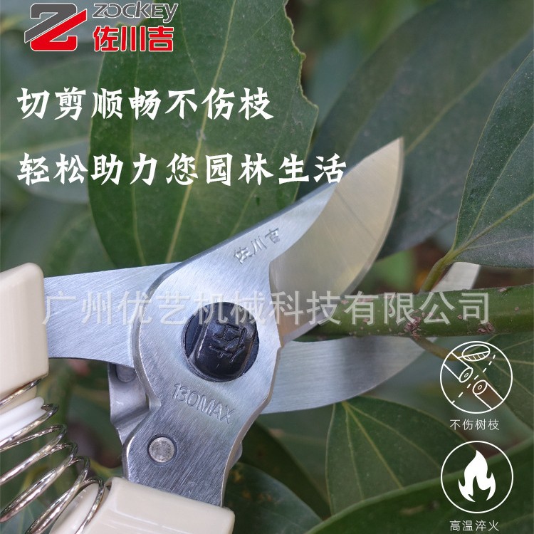 台湾佐川吉130MAX不锈钢树枝修枝剪采摘水果花木剪园林绿化花艺剪