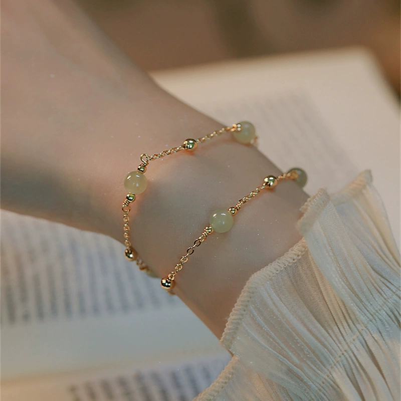Small design universal chain, one bead bracelet, high-end, western style