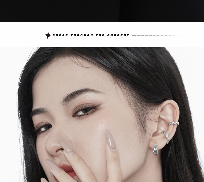 Fashion Geometric Sterling Silver Epoxy Open Ring 1 Piece