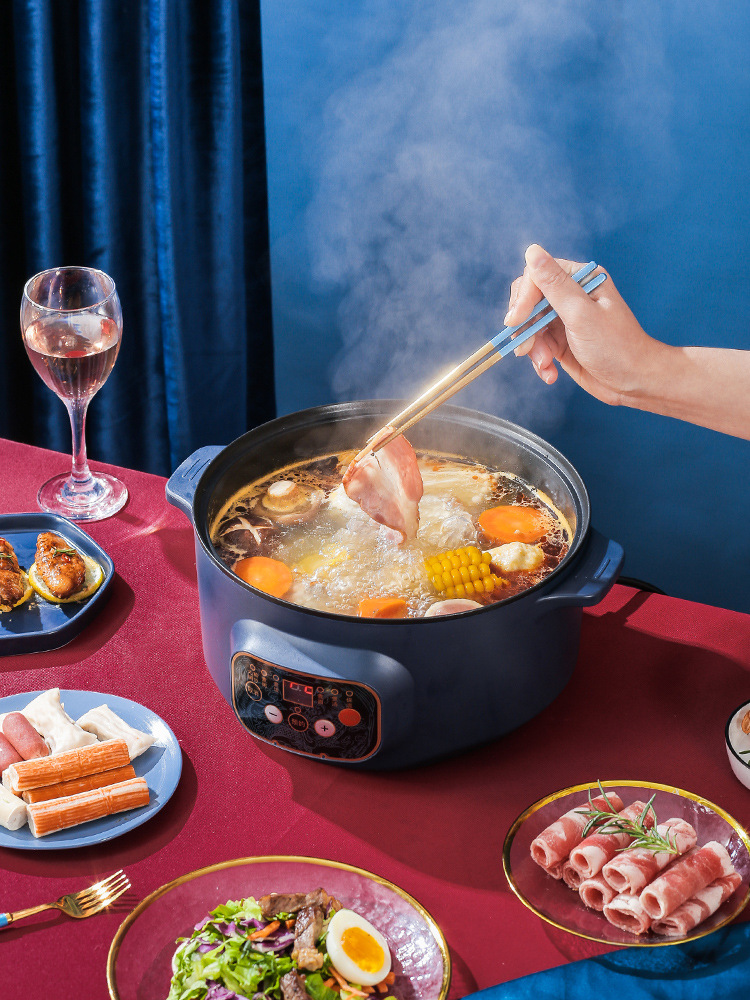 国潮风电火锅多用双层微电脑式电饭锅蒸煮炖一体式火锅批发