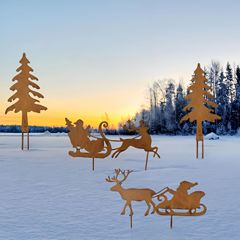 クロスボーダークリスマス鉄製そりヘラジカクリスマスツリー創意プラグイン庭に錆びた鉄製工芸品バッチ