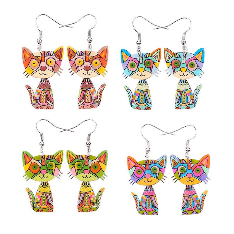 Fashion Cat Arylic Printing Women's Drop Earrings 1 Pair display picture 1