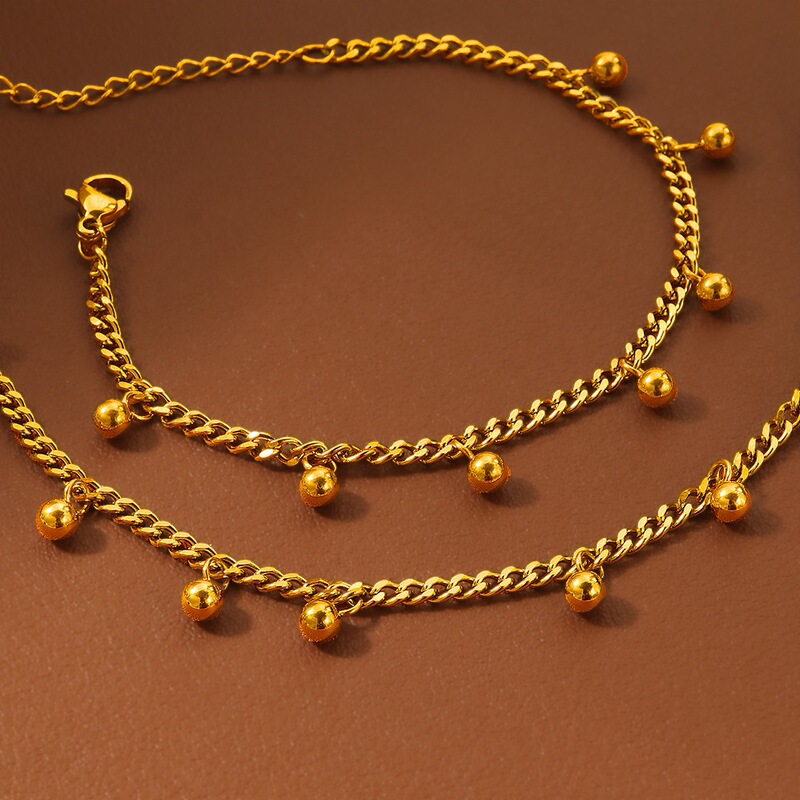 Solid Small Steel Bead Bracelet, Cute Small Bead Bracelet, Women's Jewelry, Titanium Steel Gold Bracelet, Hip-Hop High-End Design Solid Small Steel Bead Bracelet, Cute Small Bead Bracelet, Women's Jewelry, Titanium Steel Gold Bracelet, Hip-Hop High-End Design
