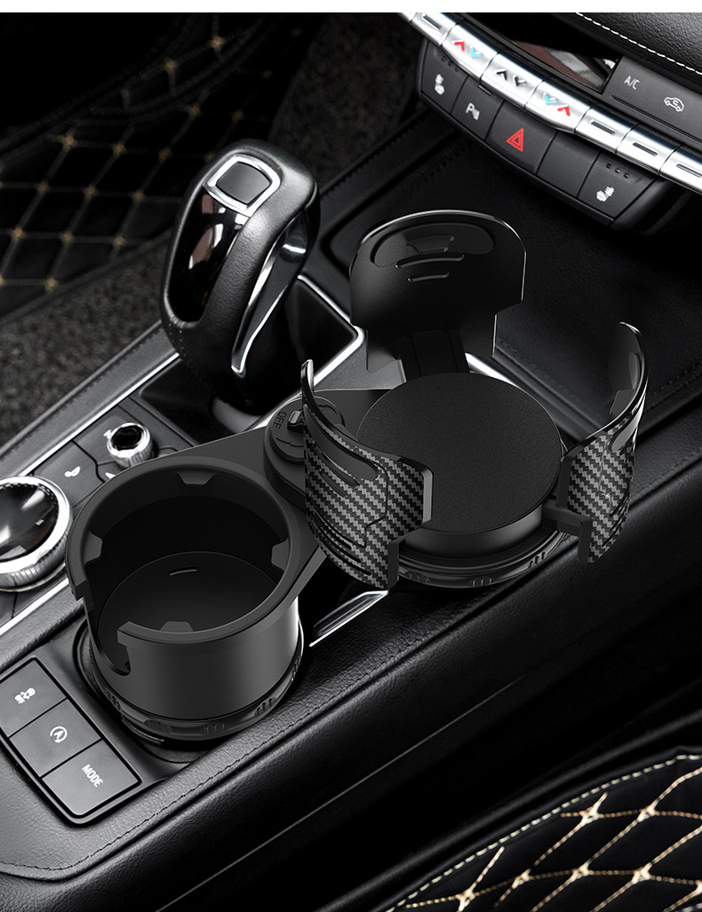 Cross-border multi-functional car water cup holder double-layer thickened cup holder retractable rotating beverage holder with switch storage box