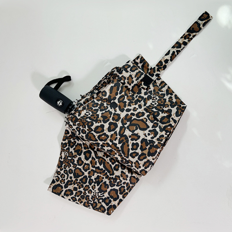 Leopard Umbrella Animal Umbrella Vintage Three-fold Umbrella Automatic Umbrella Wind-resistant Umbrella Ultra-light Single Umbrella
