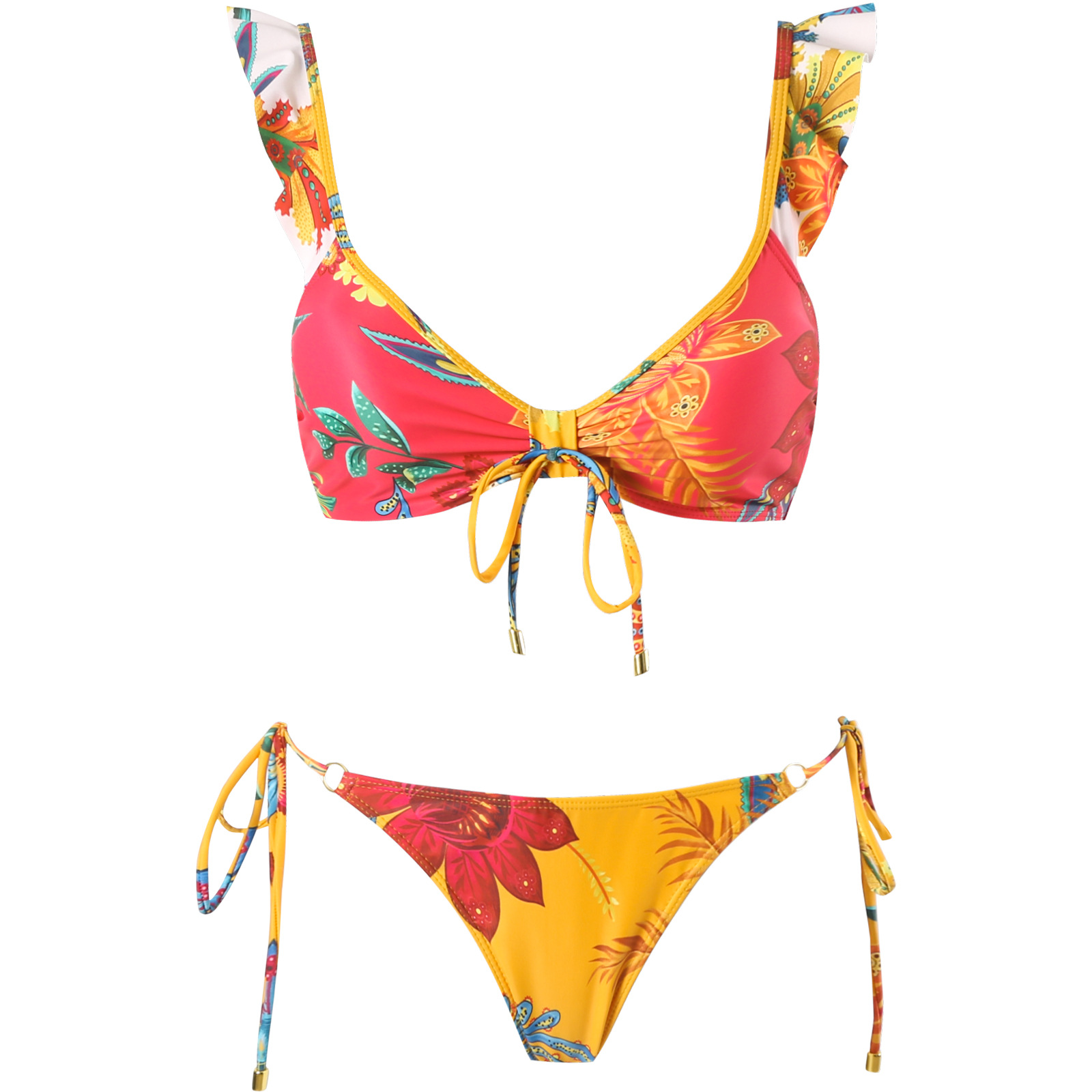 Women's Flower 3 Pieces Set Bikinis Swimwear display picture 2