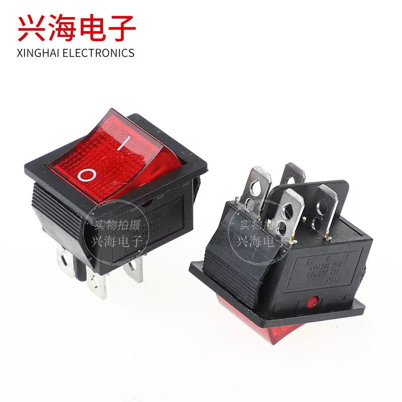 厂家直销KCD4四脚六脚带灯无灯翘板开关