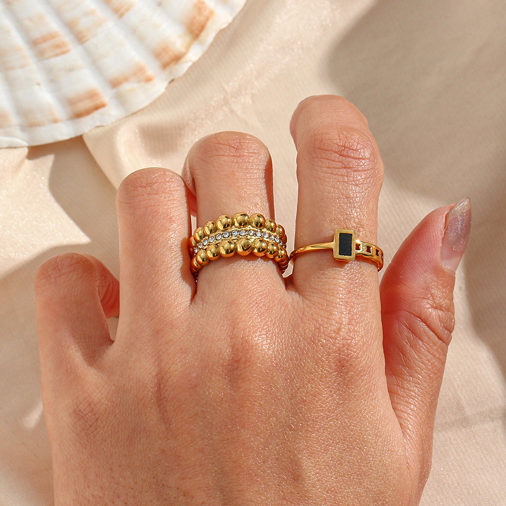 Fashion Geometric Stainless Steel Rings Inlay Zircon Stainless Steel Rings