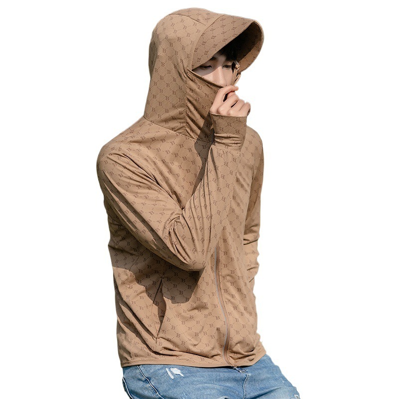 B-shaped hielo rápido secado chaqueta de protección solar hombre verano anti-UV delgado transpirable ropa de pesca de moda pareja