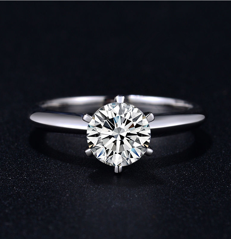 Eight Hearts and Eight Arrows One Carat Ring ins Temperament Korean Simple Ladies Simulation Diamond Ring Couple Ring Gift Female_voghion.com
