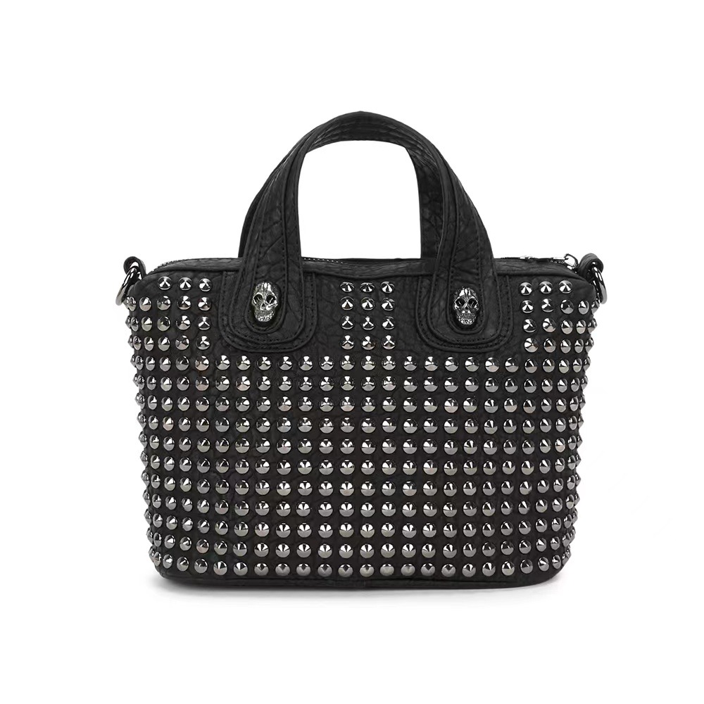 Men'S Gender Punk Style Square Shape Small Size Men'S Solid Color Pu Leather Zipper Handbag