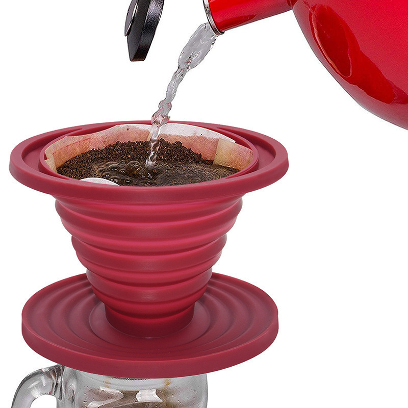 Cross-Border Foldable Silicone Coffee Funnel, Food-Grade, In-Stock, Portable, for Home and Outdoor Use, Pour-Over Filter, Filter Cup