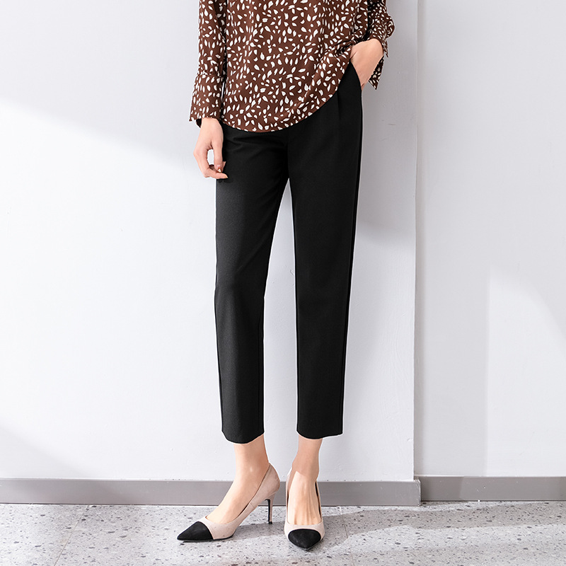 西装裤女九分2021新款春季百搭黑色西裤宽松裤子女高腰直筒烟管裤