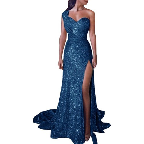 Elegant and Sexy Long Evening Gown with Necktie, High-End, Tidal Gold Shoulder Design