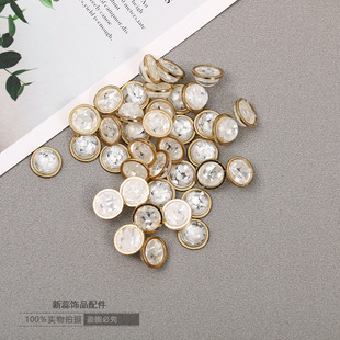 In stock copper ring loose shell White Round 14 high transparent glossy button personality Korean diy jewelry accessories clothing accessories