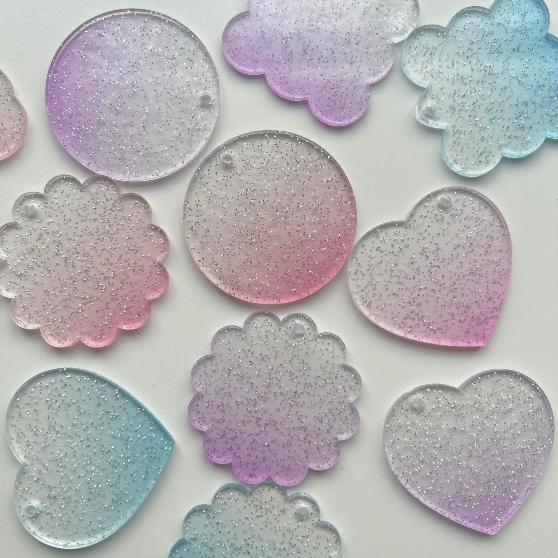 Блеск градиент Goka акриловый лист оргстекло пустой брелок прозрачный DIY круглый диск Кулон