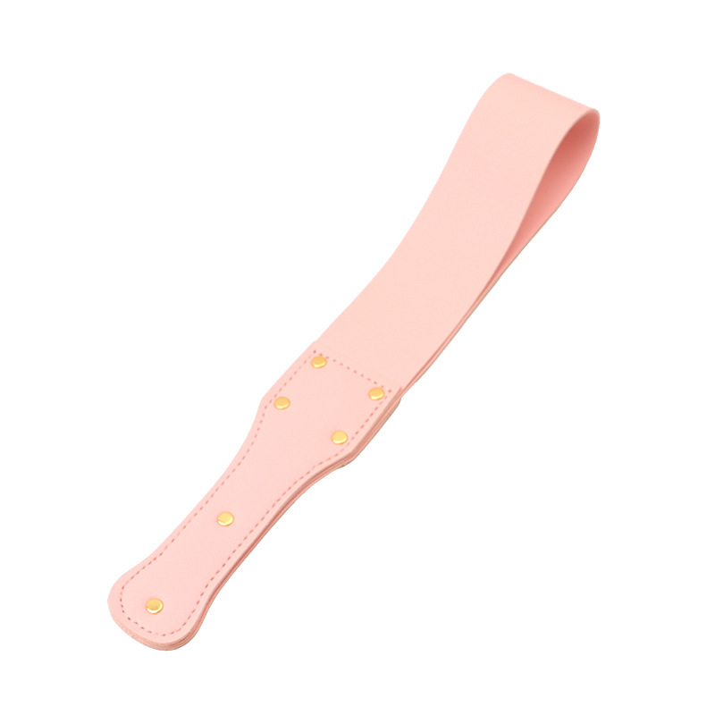 Leather Spanking Paddle with Rivets, Long Handle, Adult Sensory Play Tool — detail image 6