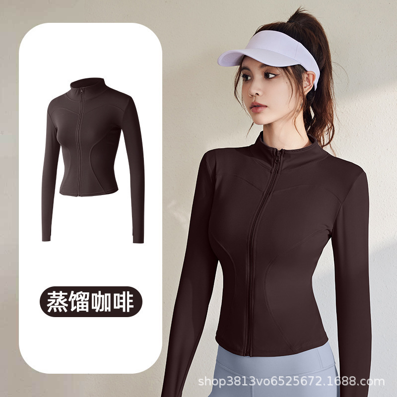 Cross-border TK explosión chaqueta deportiva manga larga correr delgada alta elástica fitness yoga chaqueta chaqueta de protección solar de mujer image 15