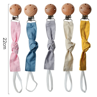 Baby pacifying beech wood pacifier chain pacifier clip gum chain toy clip buckle cotton anti-drop chain