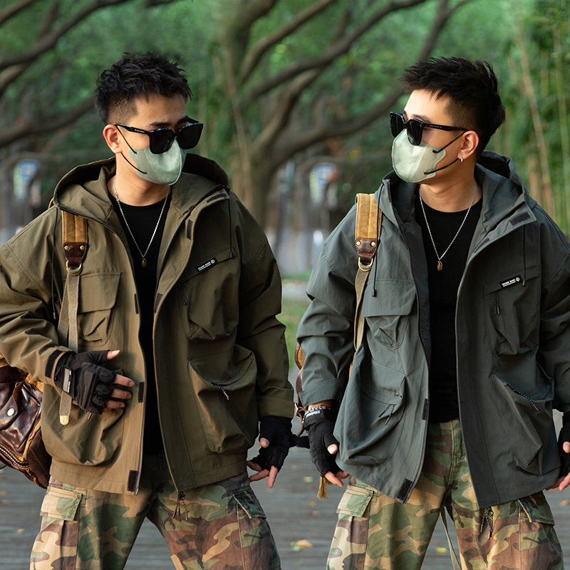 12500 Tribal Men's Autumn M65 Outdoor Waterproof American Style Multi-Pocket Loose Casual Hooded Jacket Coat 12500 Tribal Men's Autumn M65 Outdoor Waterproof American Style Multi-Pocket Loose Casual Hooded Jacket Coat