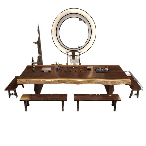 Modern Chinese-style solid wood large board tea table set, including tea utensils, home use Zen-style solid wood whole board office furniture