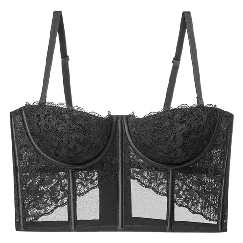 Бюстгальтер-корсет, верхняя и нижняя одежда в стиле жилетки из французского кружева, женский бюстгальтер пуш-ап с мягкими косточками, дышащий.
