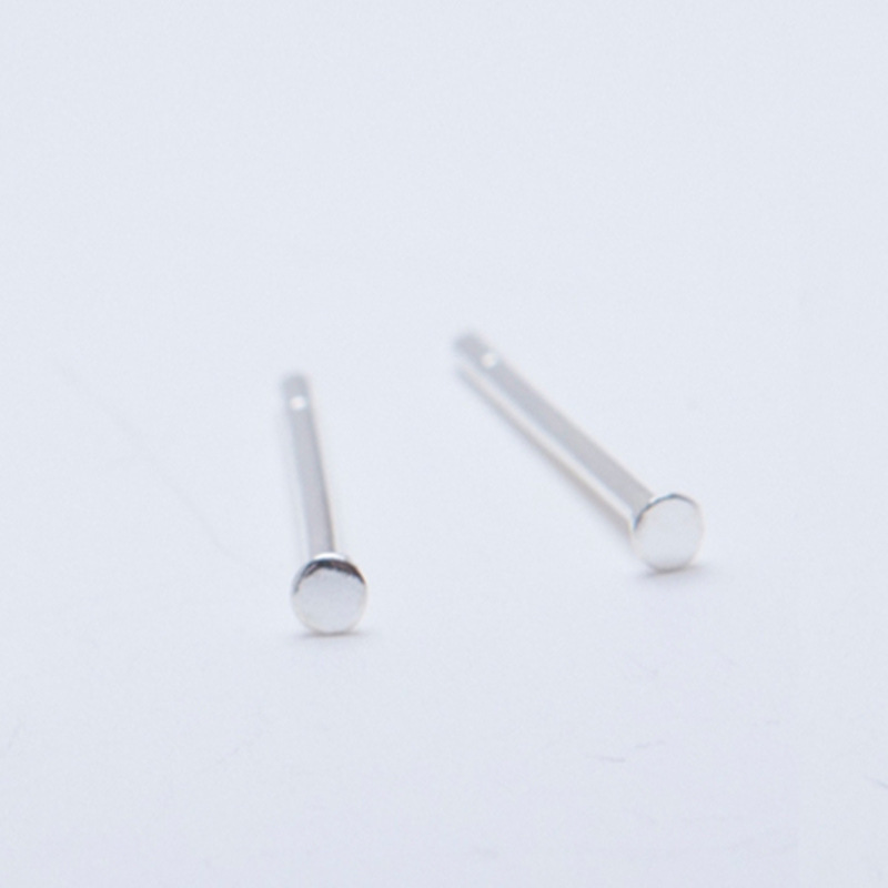 S999 silver simple ear stick flat round face earrings ear hole maintenance anti-drop invisible ear needle small sun wholesale women S999 silver simple ear stick flat round face earrings ear hole maintenance anti-drop invisible ear needle small sun wholesale women