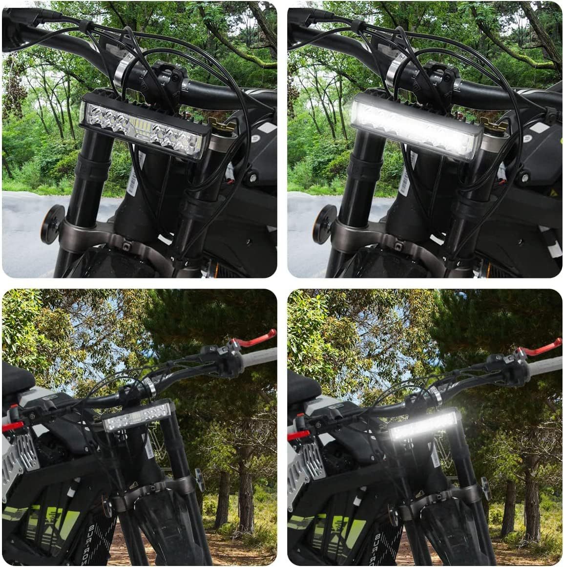 Suitable for Light Bee Sur-Ron Off-Road Electric Motorcycles, Dual-Row Three-Sided Spotlights, 12V Strong Light Waterproof Front Bumper Light