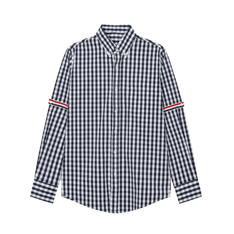 Tb Jl 2025 Spring & Fall New Double-Sleeved Webbing Dark Blue Plaid Long-Sleeved Shirt Business Travel Loose Shirt