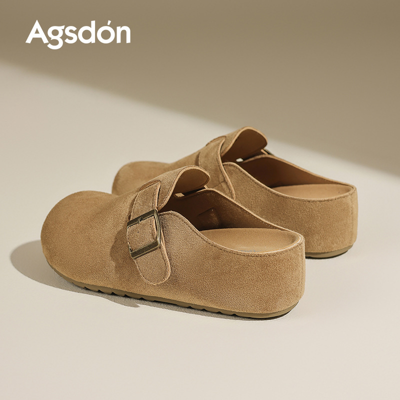 Augu Shi Deng grueso Bocken zapatos de mujer 2026 nuevo Bocken de primavera mitad zapatillas perezosa un solo zapato