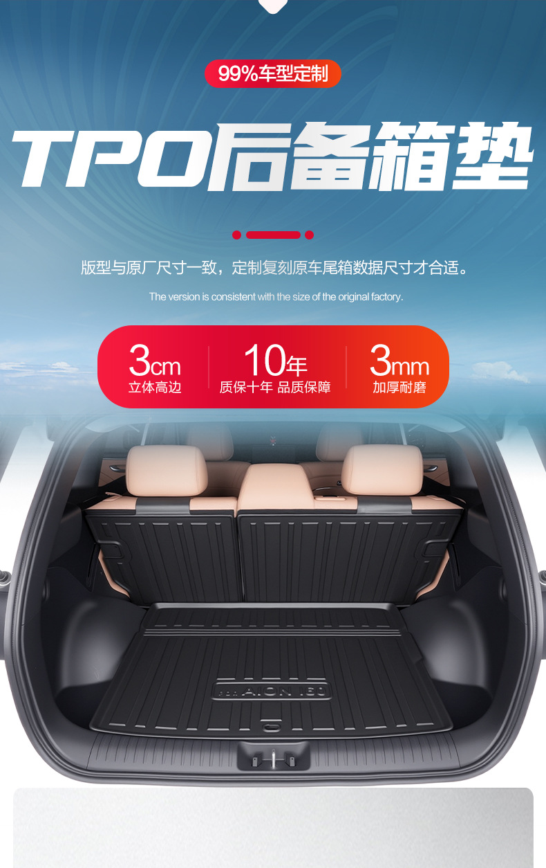 Suitable for Aion I60 Trunk Mat Interior Modification Car Accessories Decorative Waterproof Tpe Trunk Mat