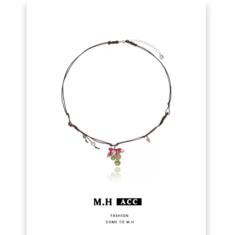 蝴蝶结青提葡萄项链女2025新款轻奢时尚百搭简约气质高级感锁骨链