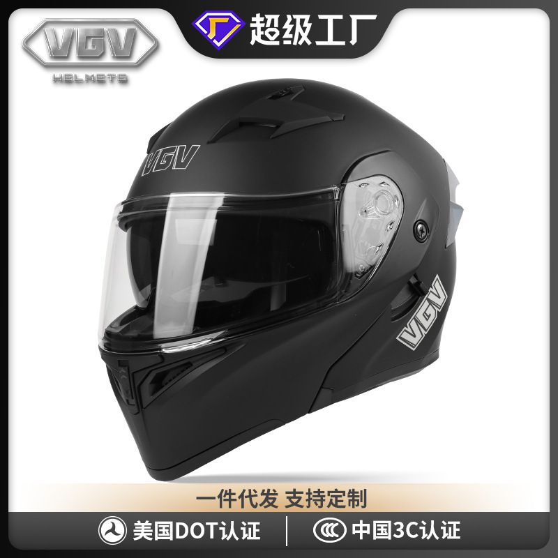 [En Existencia] Casco de Motocicleta VGV con Certificación 3C, Casco Abierto para Motocicleta, Casco Integral Cálido para Invierno, Tipo 4 de Cobertura Total