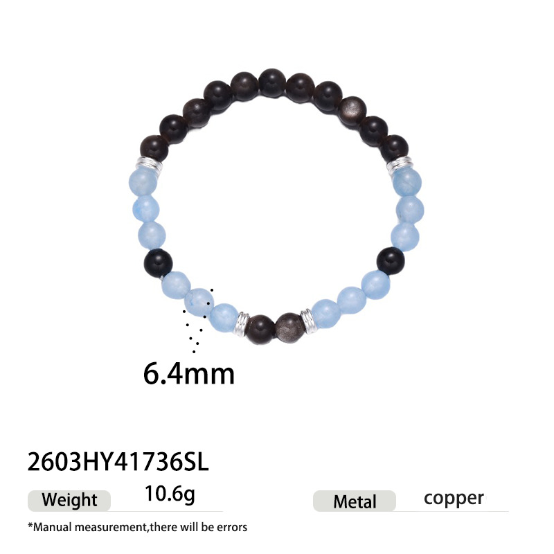 Nuevo estilo chino de vacaciones al mar primavera y verano pequeña fresca imitación de anabavia obsidiana piedra natural pulsera de cuentas pulsera mujer