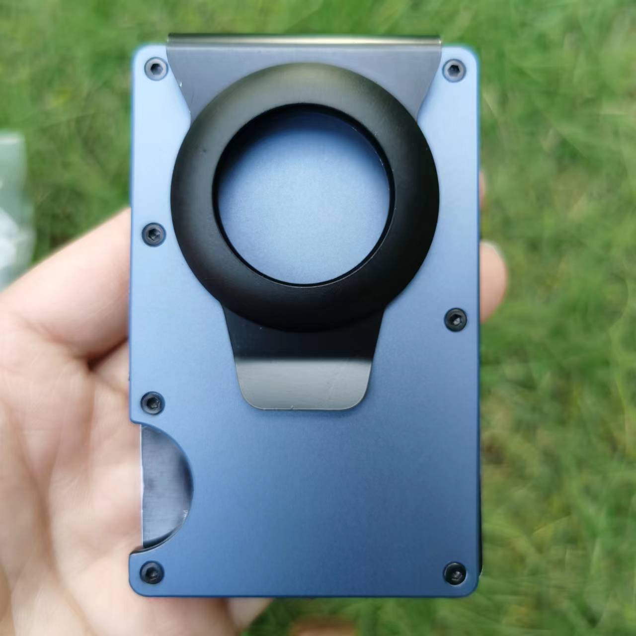 Nuevo titular de la tarjeta de aleación de aluminio Etiqueta de seguimiento titular de la tarjeta RFID metal anti-perdida cartera