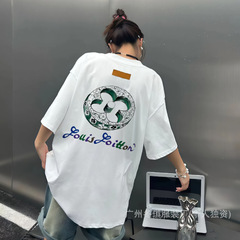 25 New L's New 四つ葉のクローバー 前後柄デザイン バックラベル カジュアル デイリー 半袖 ロバ Tシャツ