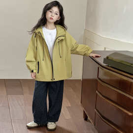 女童外套秋冬2025新款儿童洋气时髦女大童秋装连帽夹克上衣冲锋衣