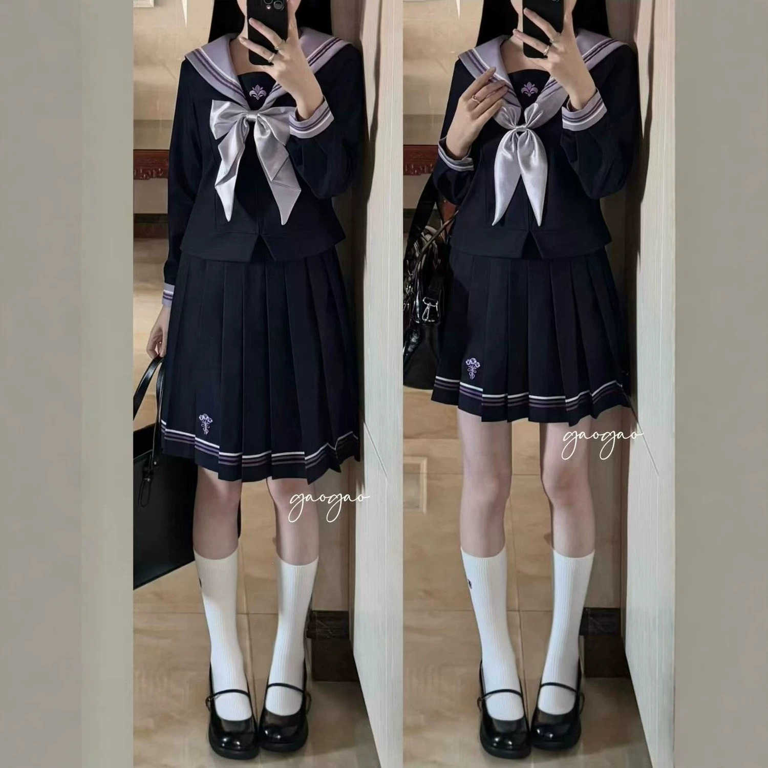 初樱社小绀堇长袖新款原创正版JK制服水手服淡紫学院校供感套装