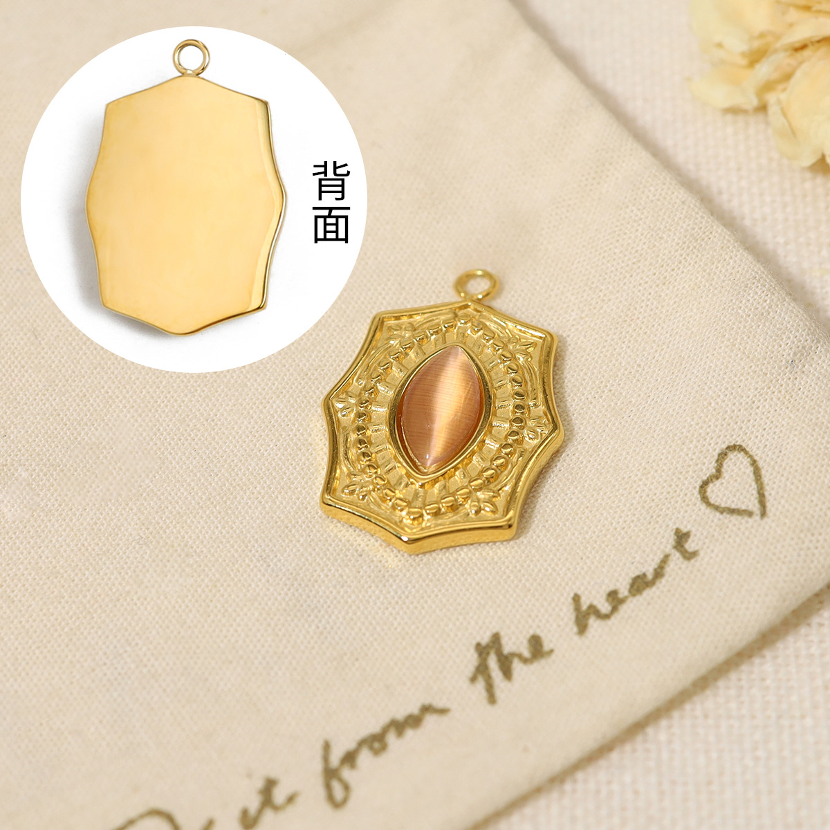 DIY colgante de piedra natural accesorios 18K chapado al vacío collar de acero de titanio pendientes productos semiacabados accesorios fábrica al por mayor