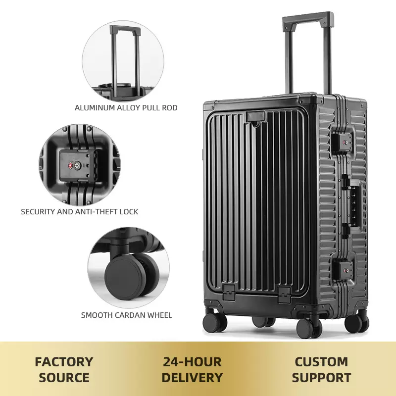 新款全铝镁合金拉杆箱20寸万向轮女铝框箱24寸旅行箱多功能金属箱