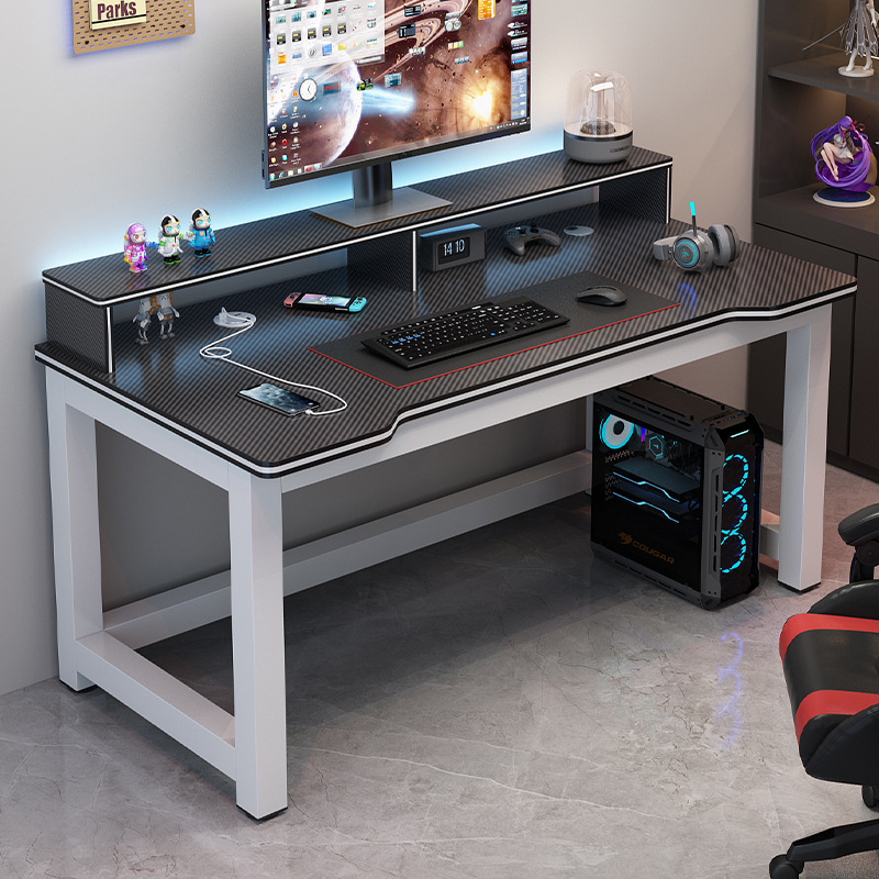 Double Computer Desk Desktop Student Desk Home Bedroom Study Table Desk Carbon Fiber Simple E-sports Table